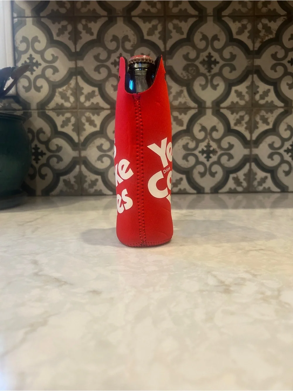 NWT- Coca-Cola Red Bottle Sleeve with White 'Yes Coke Yes' Excellent Condition